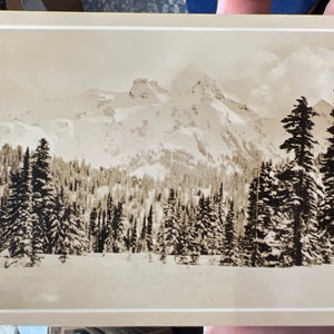Beautiful Antique Sepia Tone RPPC Real Photo Castle Rock and Pinnacle Peak from Paradise near Seattle, Washington 1938