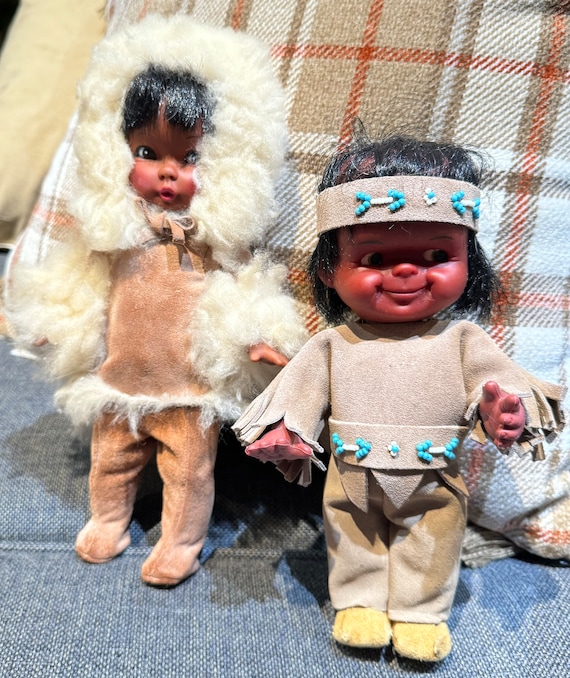 かわいいヴィンテージエスキモーイヌイットアラスカリーガル人形2体