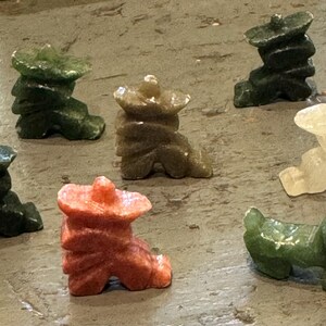 Darling Vintage Handcarved Stone 6 Man Wearing Sombrero Siesta Taking a Nap & 1 Dog Miniature Figurines