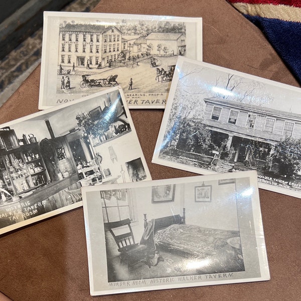 Badass Collection of 4 RPPC Real Photo Postcards Historic Walker Tavern in Brooklyn, Michigan