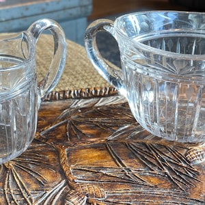 Beautiful Depressionware Glass Sugar & Creamer with Flower Pattern Light Purple