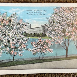 Favolosa cartolina da colorata antica del Bureau of Engraving and Printing di Washington DC