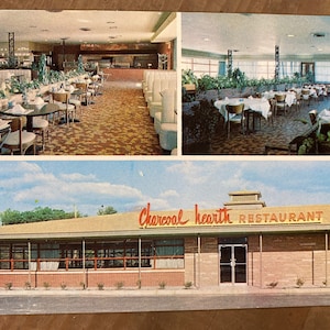 vintage RPPC Real Photo Postcard Of Charcoal Hearth Restaurant at Holiday Inn Motel à Richmond, Virginie et Raleigh, Caroline du Nord