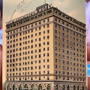 Belle carte postale colorisée antique du nouvel hôtel Washington à Seattle, Washington 1912