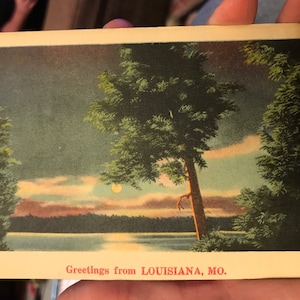Przepiękna antyczna pocztówka lniana z Luizjany, Missouri