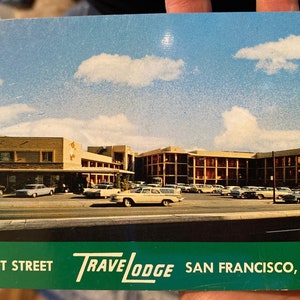 Wunderschöne antike RPPC Postkarte von Market Street Travel Lodge in San Francisco, Kalifornien