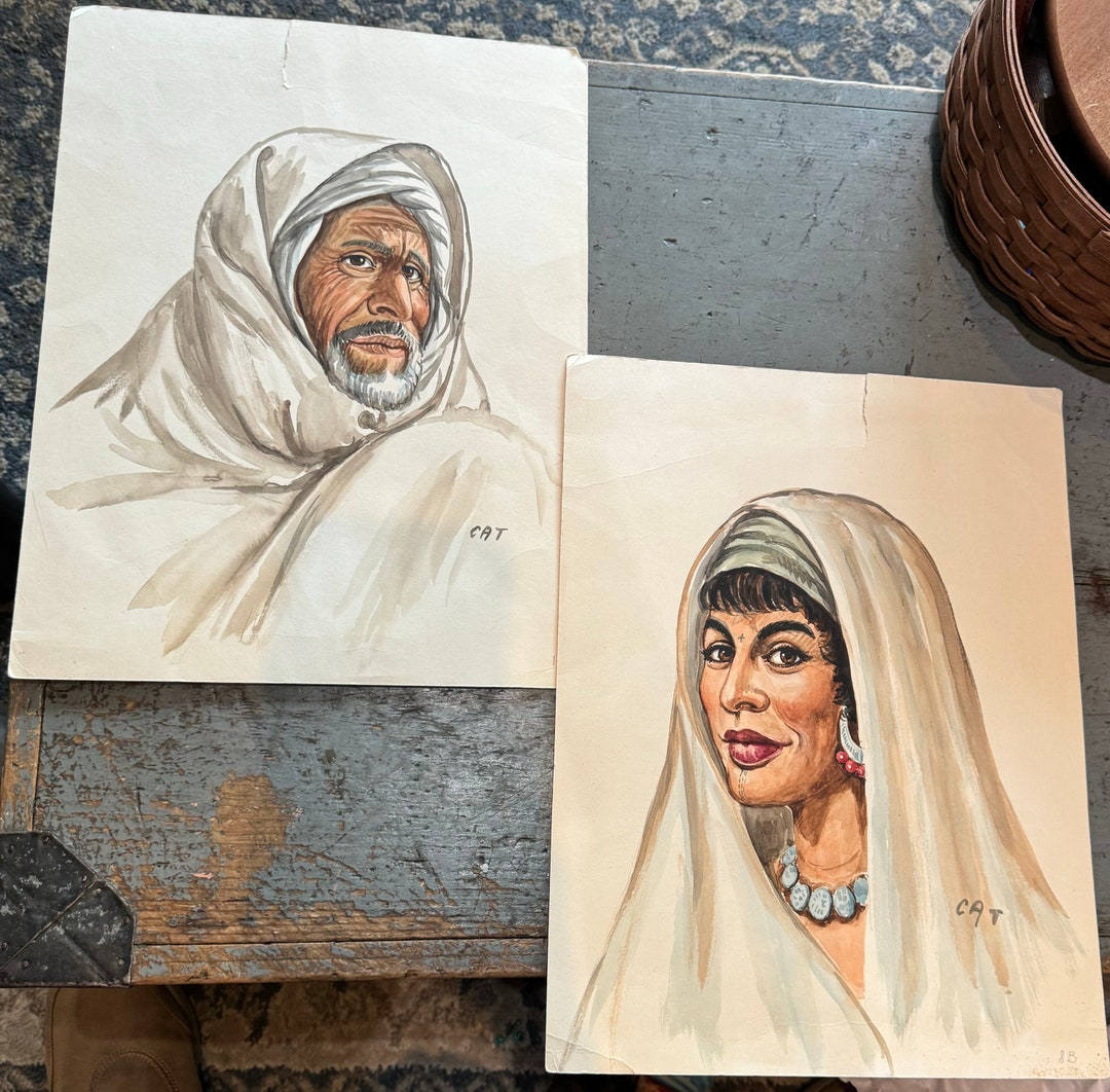 Beautiful Vintage Handpainted Watercolor Painting of Persian Man ...