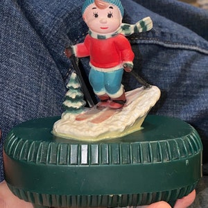 Darling Vintage Merrillite Skier Music Box by Merton