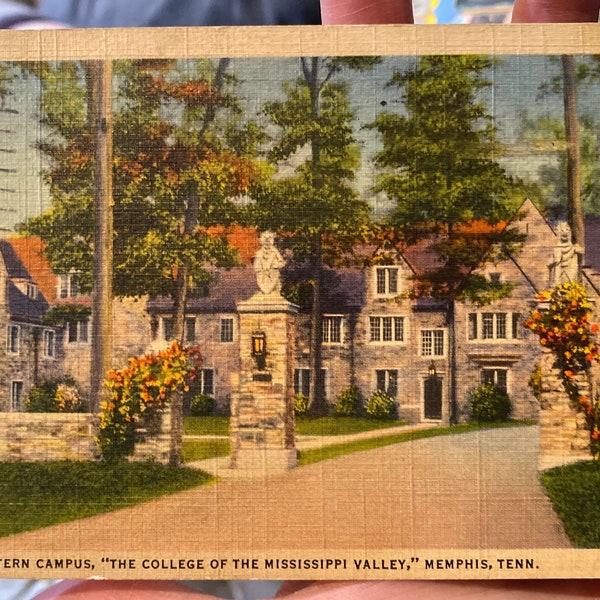 Beautiful Antique Linen Postcard of Southwestern Campus, College of the Mississippi Valley in Memphis, Tennessee