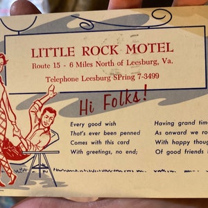 Wunderschöne Farbpostkarte von Little Rock Motel in Leesburg, Virginia