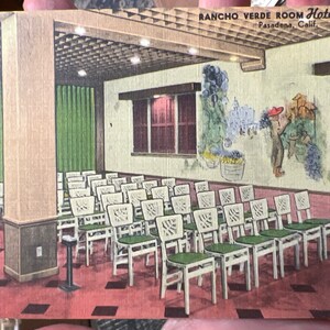 Cool Antique Linen Postcard of Rancho Verde Room, Hôtel Green à Pasadena, Californie