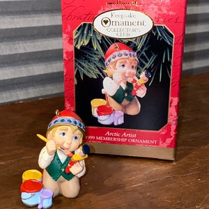 Darling Hallmark Keepsake Collector’s Club Ornament “Arctic Artist” 1999 Membership Ornament