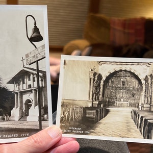 Belle rpPC Real Photo Paire de 2 cartes postales de Mission Dolores à San Francisco, Californie