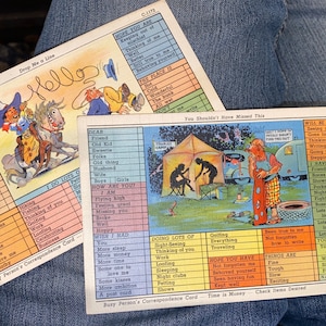 2 Paar Antikes Leinen Leinen Comical Fill in Busy Person es Correspondence Card Time is Money Postkarten