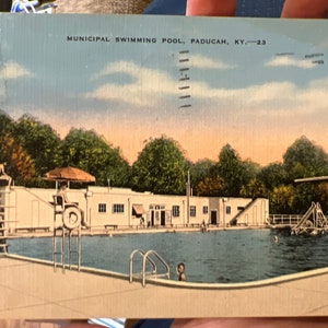 Schöne Antike Leinen Postkarte des städtischen Schwimmbades in Paducah, Kentucky