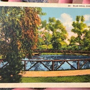 Wunderschöne Antike Leinen Postkarte von Blue Hole in Castalia, Ohio