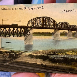 Schöne antik kolorierte Postkarte von McKinley Bridge in St Louis, Missouri 1912