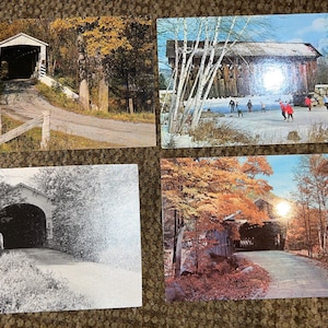 4 cartes postales vintage de vieux ponts couverts