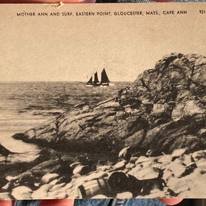 Coole alte Antike Postkarte von "Mother Ann and Surf, Eastern Point, Glouster, Massachusetts, Cape Ann"