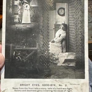 Coole Antike WWI Real Photo Postkarte eines Soldaten und seiner Liebe