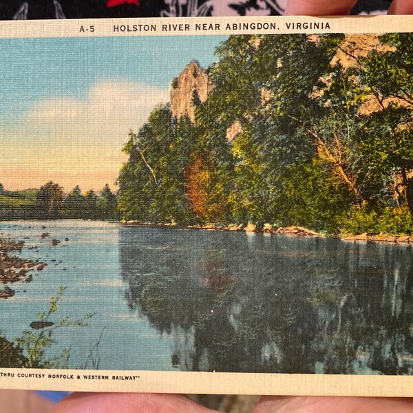 Beautiful Antique Linen Postcard of Holston River near Abingdon, Virginia