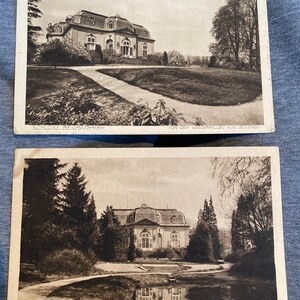 Zwei Coole Antike Schwarz Weiß RPPC Foto Postkarten von Schloss Benrath in Deutschland