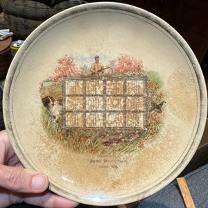 Cool Antique Souvenir from John Brinkman in Afton, Wisconsin Calendar Hunting Plate with Dog and Grouse