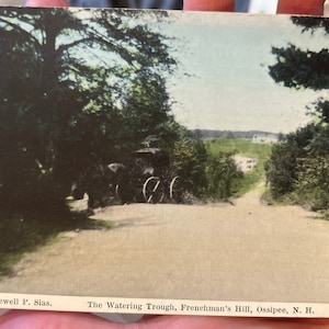 Schöne antik kolorierte Postkarte von The Watering Trough, Frenchman es Hill in Ossipee, New Hampshire