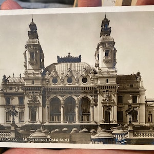 Cool Antique Black & White RPPC Cartolina fotografica del Casinò di Monte Carlo a Monaco