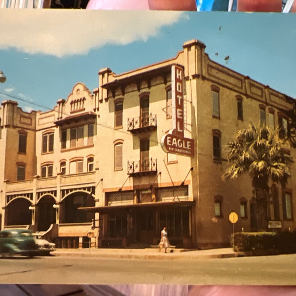 Cool Old Vintage RPPC Real Photo Postcard of the Hotel Eagle in Eagle Pass, Texas