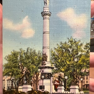 Coole Antike Leinen Postkarte von Civil War Memorial in Manchester, New Hampshire
