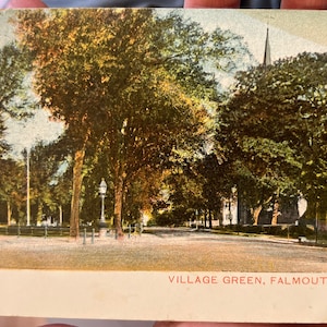Antike Postkarte von Village Green in Falmouth, Massachusetts