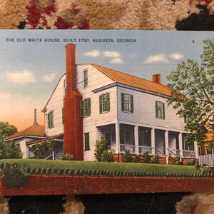 Postal de lino antiguo de "La antigua Casa Blanca" en Augusta, Georgia 1930