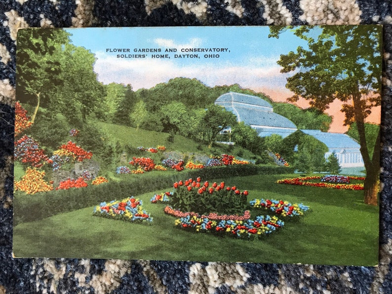 Lovely Antique Postcard of Flower Gardens and Conservatory at the Soldiers Home in Dayton Ohio