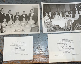 Pair of 2 Cool 1955-56 Black & White Photographs of Sophomore Hop and Senior Ball, Hartford Club, Trinity College in Hartford, Connecticut