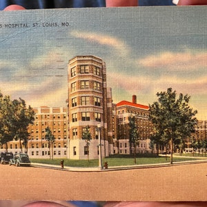 Piękna, stara pocztówka lniana przedstawiająca szpital Homer-Phillips w St. Louis w stanie Missouri