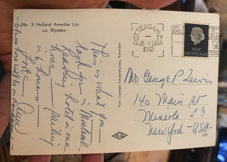 Lovely RPPC Real Photo Postcard 1960 No 3 Holland America Amerika Lijn Line Rijndam
