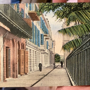 Belle carte postale vintage de St Anthony’s Alley à la Nouvelle-Orléans, Louisiane