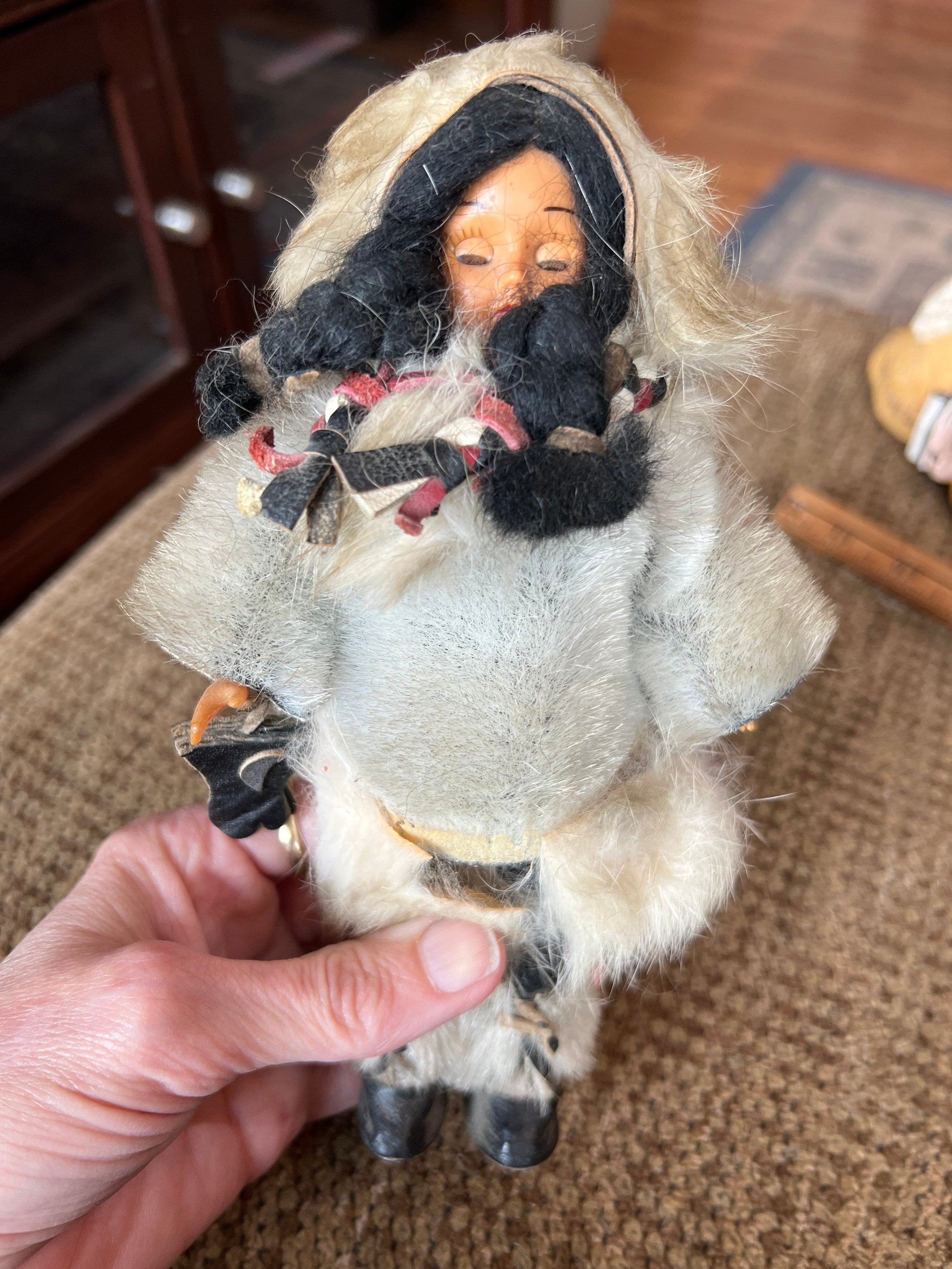 Darling 8” Antique Alaskan Inuit Eskimo Seal Pelt Plastic Doll with Sleep Eyes Burlington, Ontario