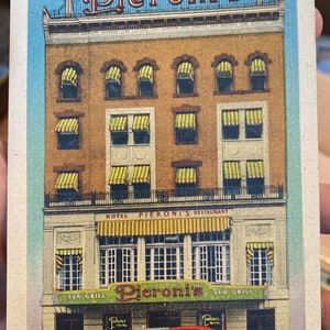 Belle carte postale en lin ancien de l’hôtel Pieroni Sea Grill Restaurant à Boston, Massachusetts
