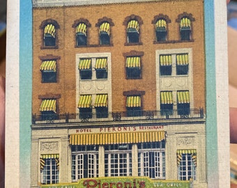Lovely Antique Linen Postcard of Hotel Pieroni Sea Grill Restaurant in Boston, Massachusetts