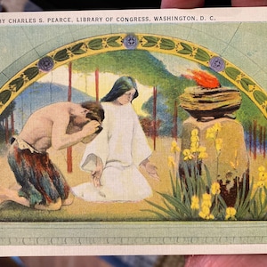 Fantastica cartolina antica di "Religione" di Charles S Pearce, Library of Congress, Washington DC