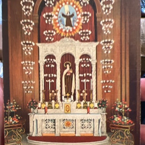 Bella cartolina di lino antico del Santuario Nazionale del Piccolo Fiore a Chicago, Illinois