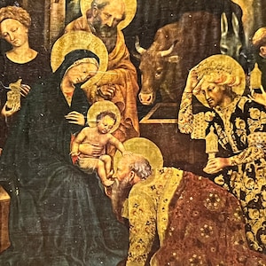 Cool Vintage Decoupage Adoration of the Magi by Gentile da Fabriano Wood Wall Hanging