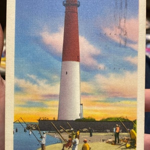 Fabelhafte Vintage Boardwalk Postkarte Barnegat Light Lighthouse, New Jersey