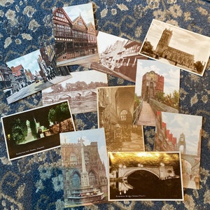 Sammlung von 11 antiken Postkarten von Chester, England