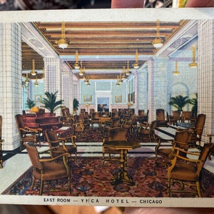 Superbement belle carte postale antique de linge de chambre est à l’hôtel YMCA à Chicago, Illinois