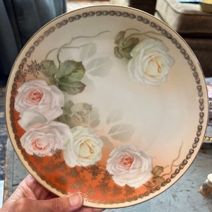 Stunning German Pink Peach & Pale Yellow Roses 8-3/8” Plate