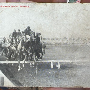 クールなアンティーク 1916 年「米国騎兵隊ローマ騎馬レース」、RPO 鉄道郵便局の消印