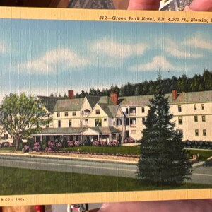 Belle carte postale en lin ancien d’un hôtel Green Park, Blowing Rock, ouest de la Caroline du Nord